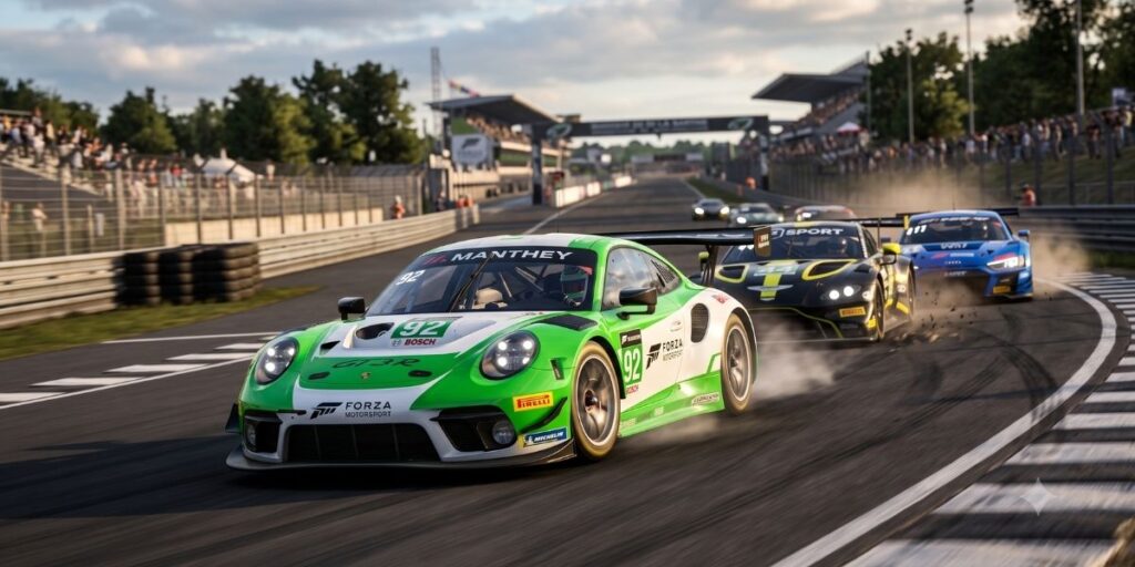 Forza Motorsports game with racing green care