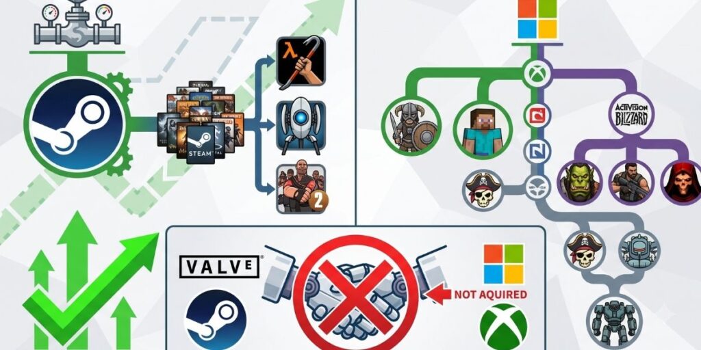an image graph of microsoft not buying steam
