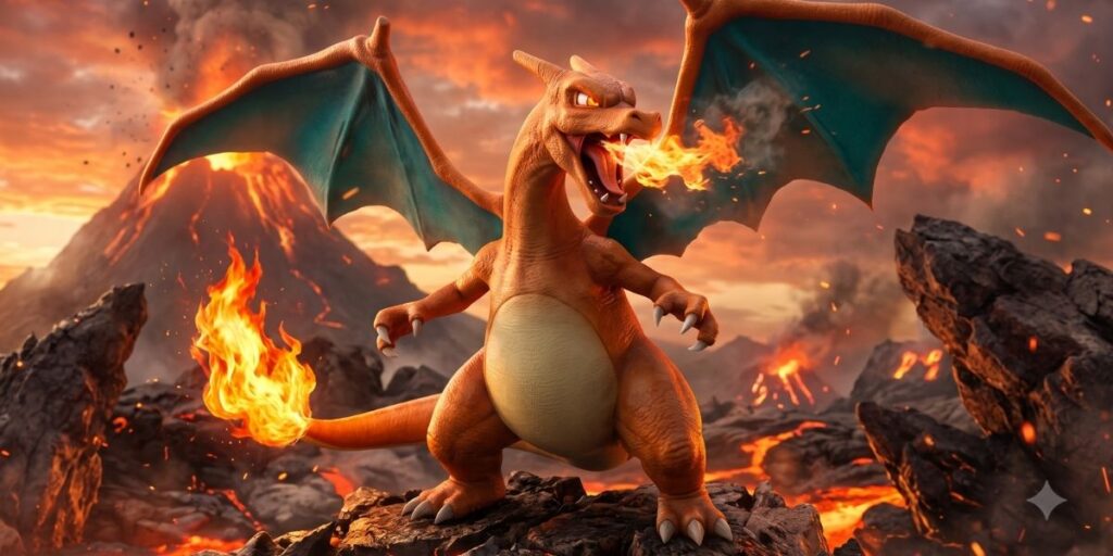 Charizard breathing fire